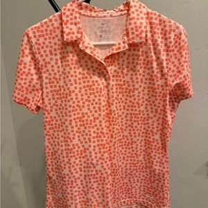 Nike Dri-Fit Peach Orange Golf Tennis Athletic Collared Shirt Size M